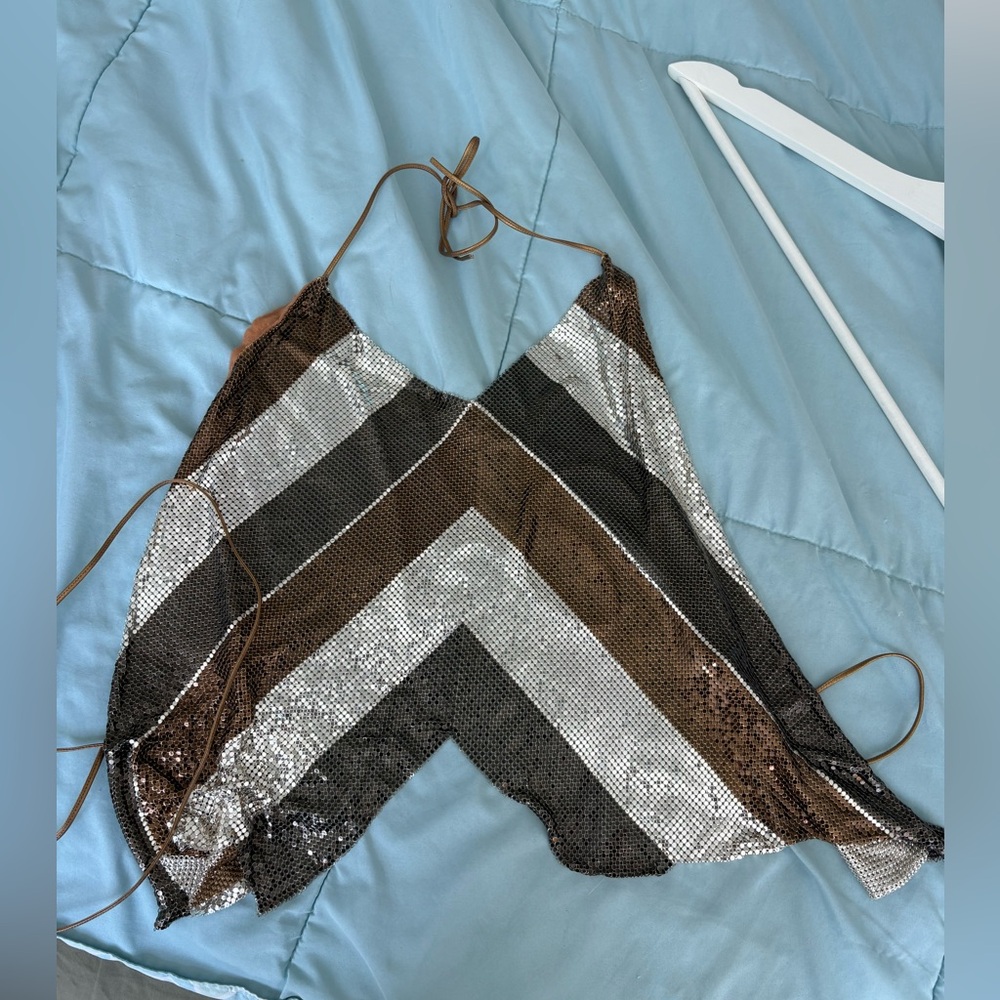 Whiting and Davis Disco Chevron Halter Top